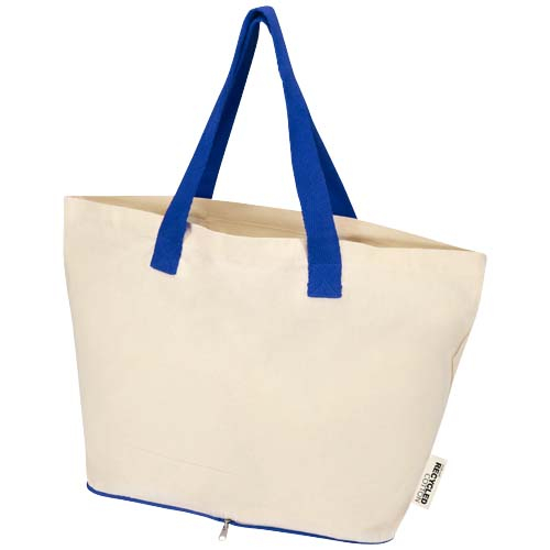 Sac shopping pliable à personnaliser 140 g/m² Sierra Naturel et Bleu royal
